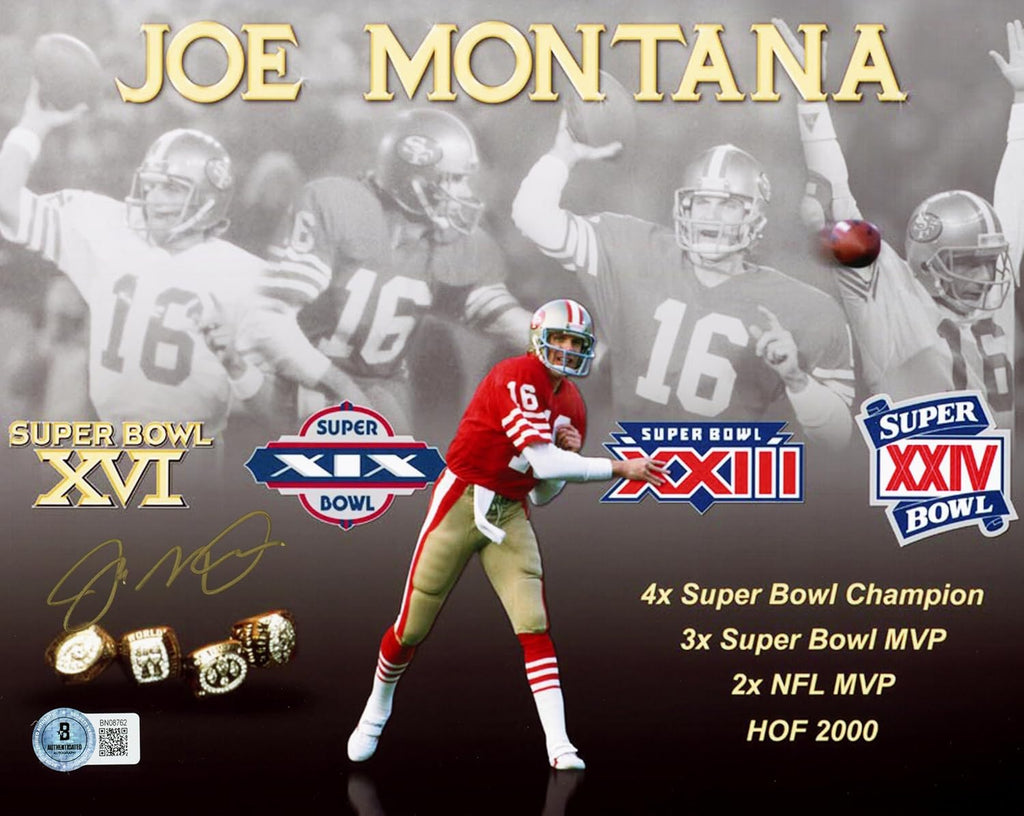 Joe Montana Autographed 8x10 Photo Football Beckett BAS QR Stock #233735