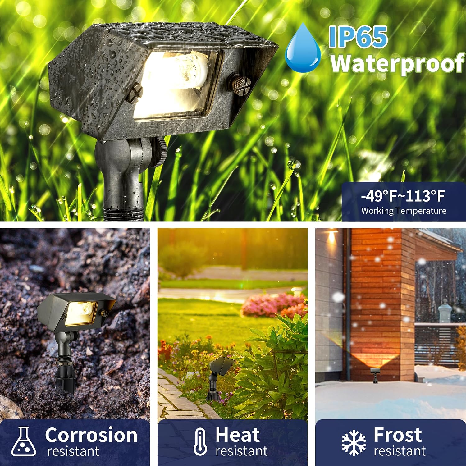 Gardenreet Outdoor Low Voltage Flood Light - Solid Brass Landscape 12V Wall Wash LED Light, Hardwired IP65 Waterproof, Antique Bronze Lighting for Yard Wall Tree House Without G4 Bulb 4 Pack