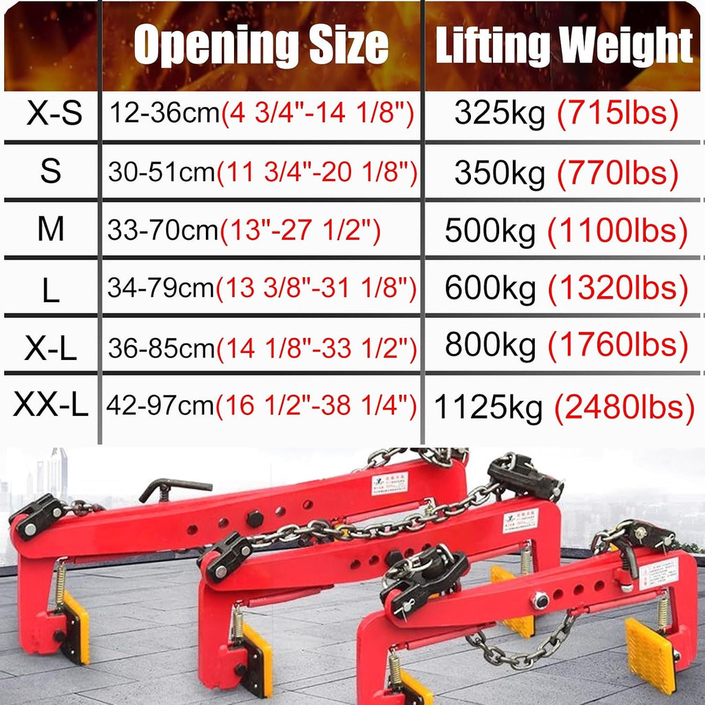 Stone Lifting Clamp Plate, Granite Chain Pliers Lifter Concrete Block, Adjustable Curb Clamps Jaw Opening 12cm-97cm (4 3/4'-38 1/4')(L)