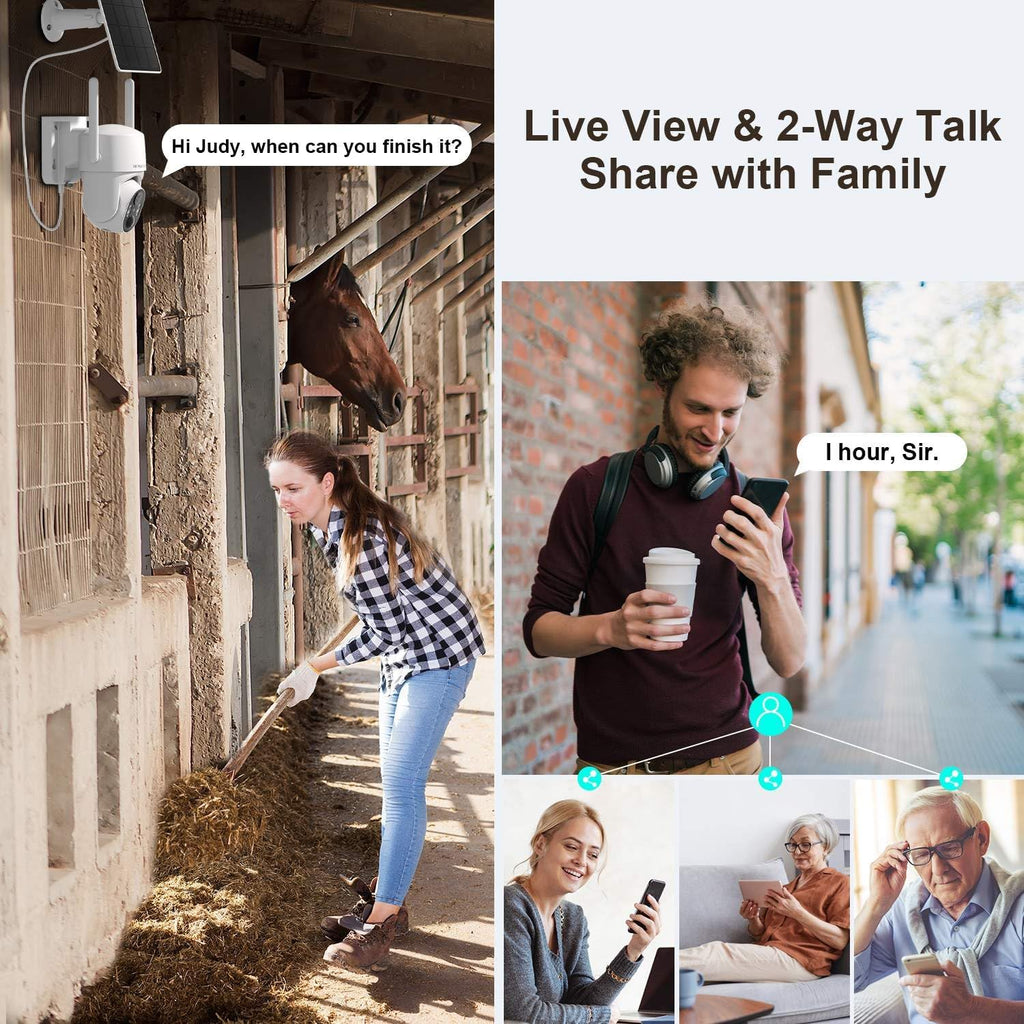 4G LTE Cellular Security Cameras Wireless Outdoor, Free Cloud Storage, 2K No WiFi Security Camera, Solar Camera Outdoor Wireless, Human Detection, 360 PTZ, 2-Way Talk, IP66 (Global Version)