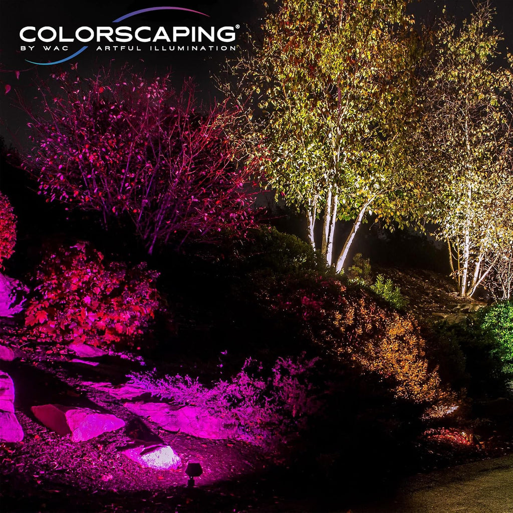WAC Lighting LED 12V Colorscaping Smart App Controllable Landscape Lighting with RGBWW Color Changing and Tunable White Accent 15W Spot Light with Adjustable Beam Angle in Bronze