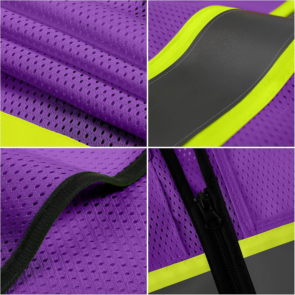 BeautyWill Custom LOGO Safety Vests Reflective Vest Class 2 ANSI with Pockets Zipper High Visibility Construction Uniform