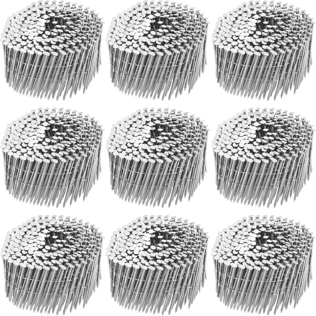 uxcell 3600 Count Siding Nails 2-1/2'x0.09' 15-Degree 304 Stainless Steel Ring Shank Full Round Head Collated Wire Coil for Lath and Sheathing Materials