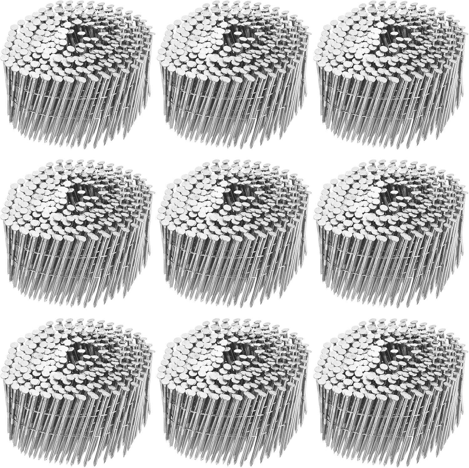 uxcell 3600 Count Siding Nails 2-1/2'x0.09' 15-Degree 304 Stainless Steel Ring Shank Full Round Head Collated Wire Coil for Lath and Sheathing Materials