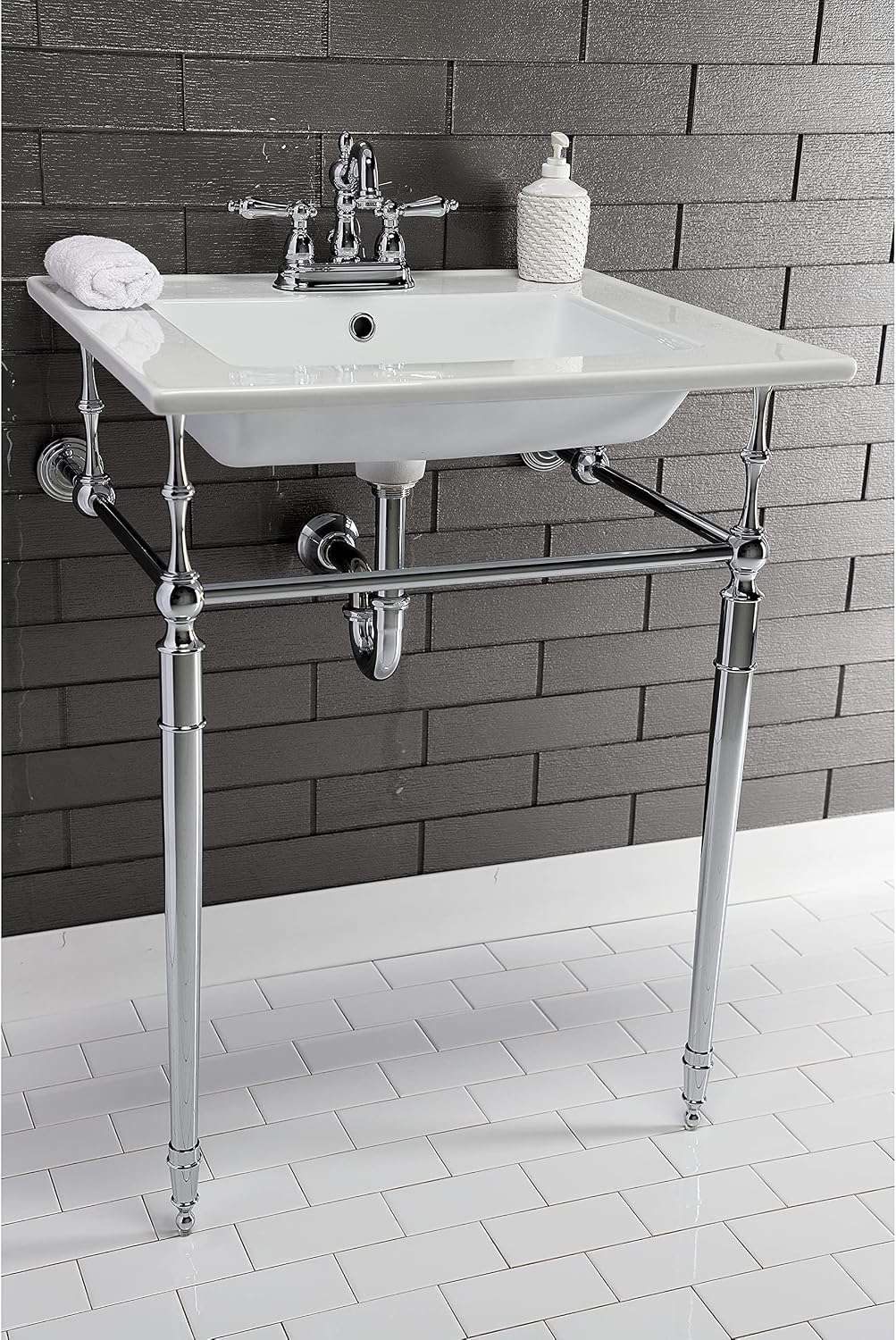 Kingston Brass LBT25227W34 Continental Vanity Sink Top, White 25.19 x 22.06 x 6, 1 count