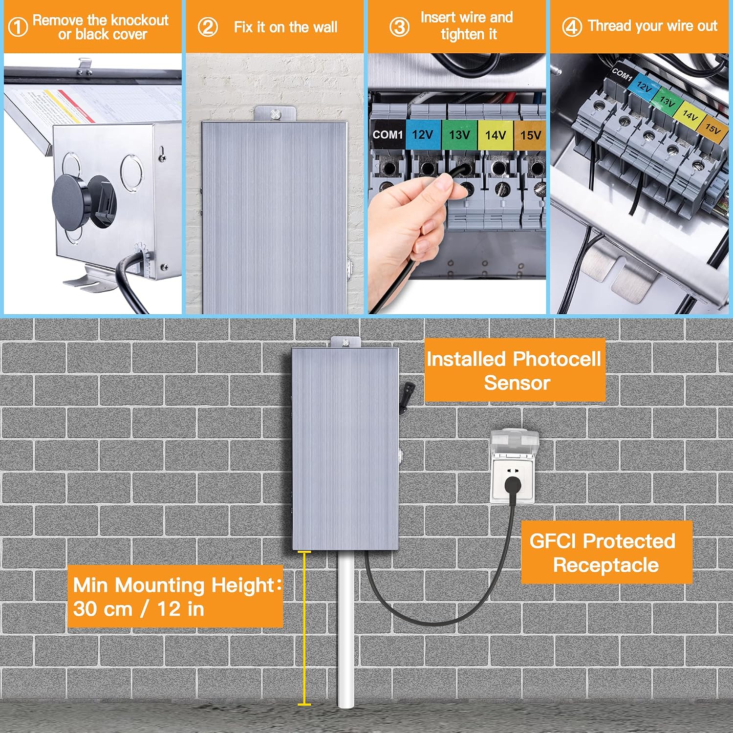 Gardenreet 150W Low Voltage Transformer with Mechanical Timer, Multi-Tap (120V AC to 12V-13V-14V-15V AC), Stainless Steel Shield for Outdoor Landscape Lighting, Spotlight, Pathway Light (ETL Listed)