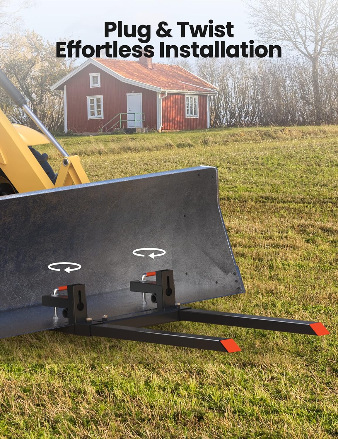 60' 2000LBS Heavy Duty Pallet Forks,Tractor Bucket Forks with Adjustable Stabilizer Bar for Loader Bucket Skid Steer Tractor, Black