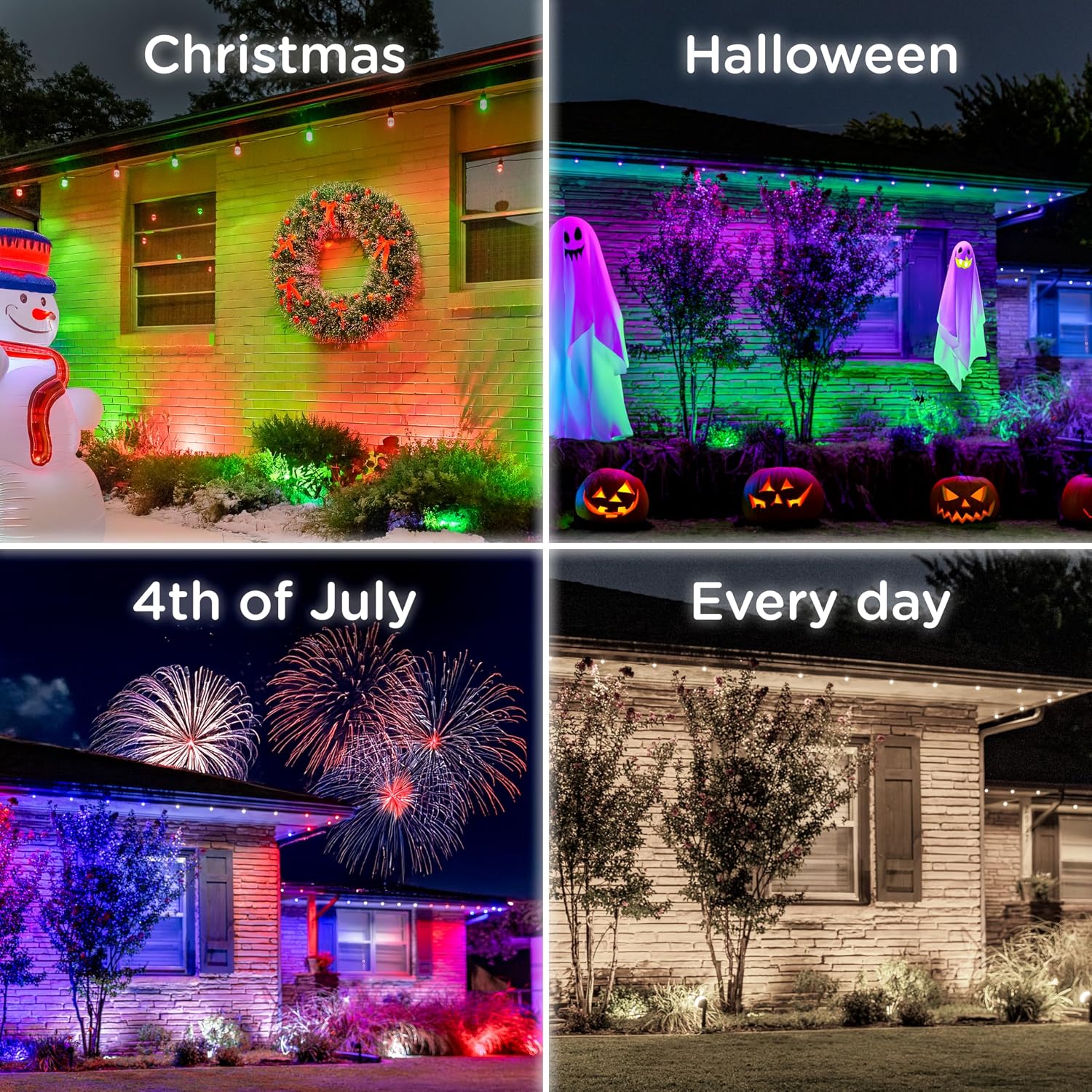 Enbrighten Vibe Eternity Garden Lights, 50ft, 12 RGBWIC LEDs, Waterproof, Uplights, Outdoor Landscape Lighting, Home Exterior Spotlight, Smart App, Works with Alexa, Google Home, 83790