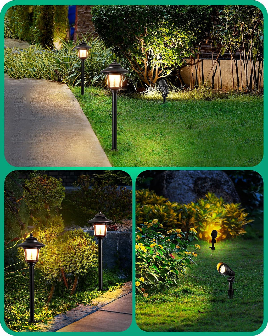 EDISHINE 8 Pack Low Voltage Landscape Lights Kit, 3W 120LM LED Pathway Lights & 3.2W 240LM Spotlights, 12V Outdoor Landscape Lighting with Connectors, Aluminum Landscape Light for Yard Path, Garden