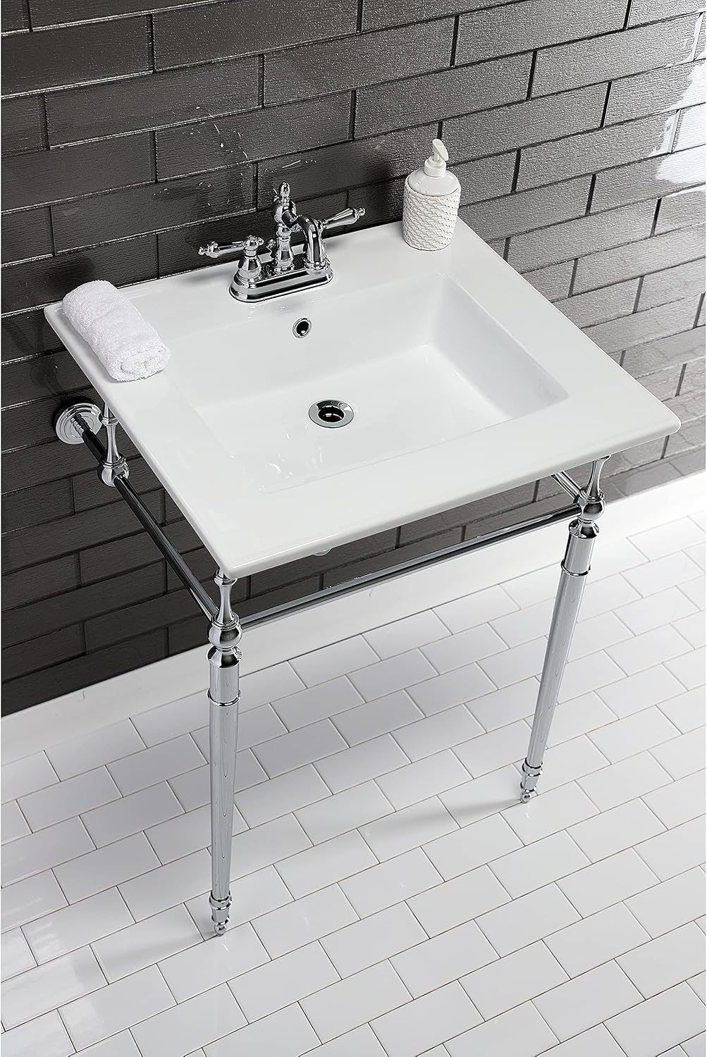 Kingston Brass LBT25227W34 Continental Vanity Sink Top, White 25.19 x 22.06 x 6, 1 count