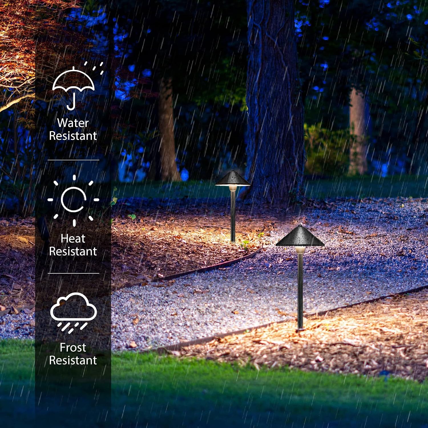 SUNVIE Low Voltage Landscape Lights 3W LED Pathway Lights Low Voltage 3000K Landscape Lighting 12-24V Waterproof Aluminum Wired Landscape Path Lights for Garden Walkway Yard ETL Listed Cord, 12 Pack