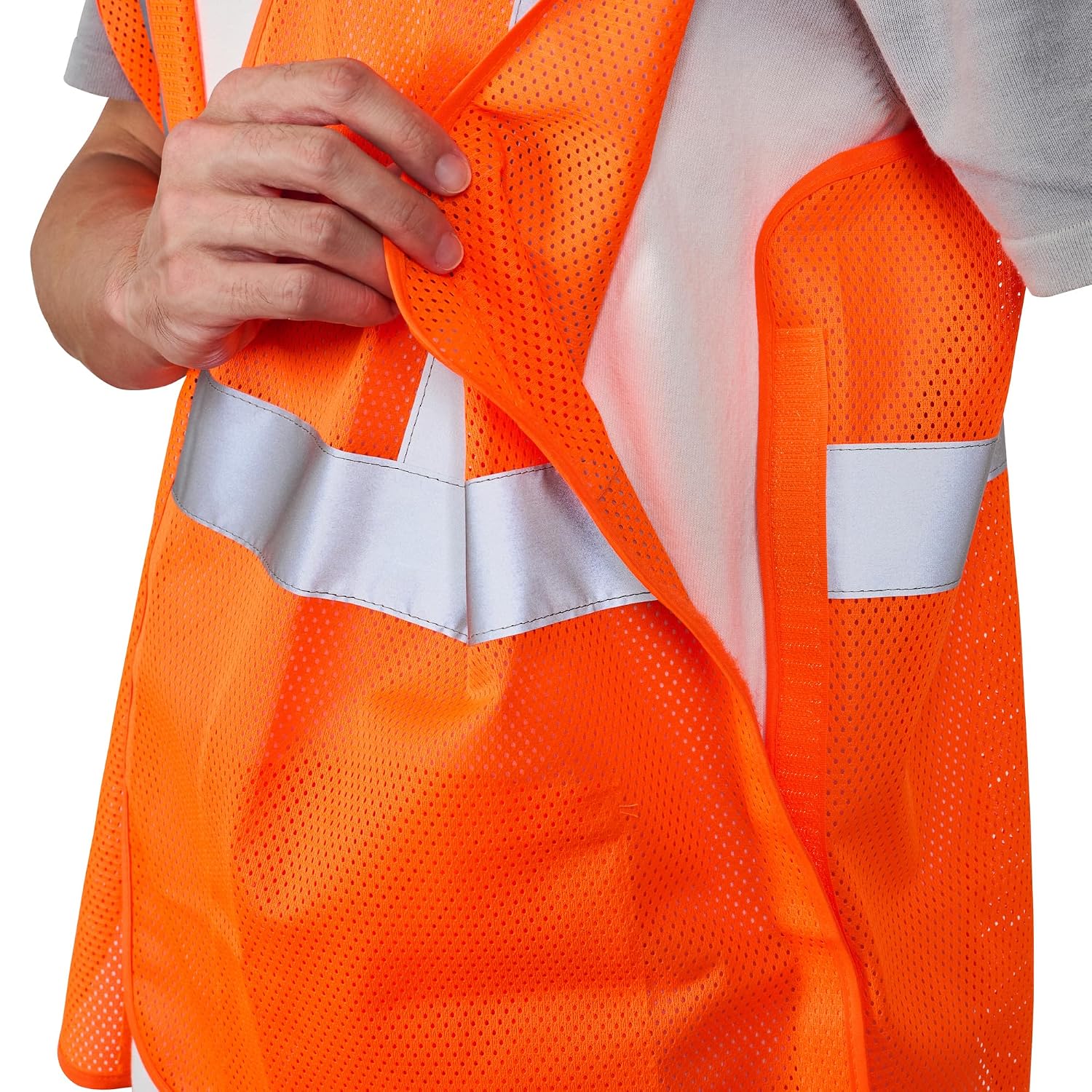 Restaurantware High Visibility Vest - 20 Pack - 27.99 x 27.56 Inch Plastic Breakaway Safety Vest - Tear Away Mesh Reflective Work Vest - Hook and Loop Closure - Orange