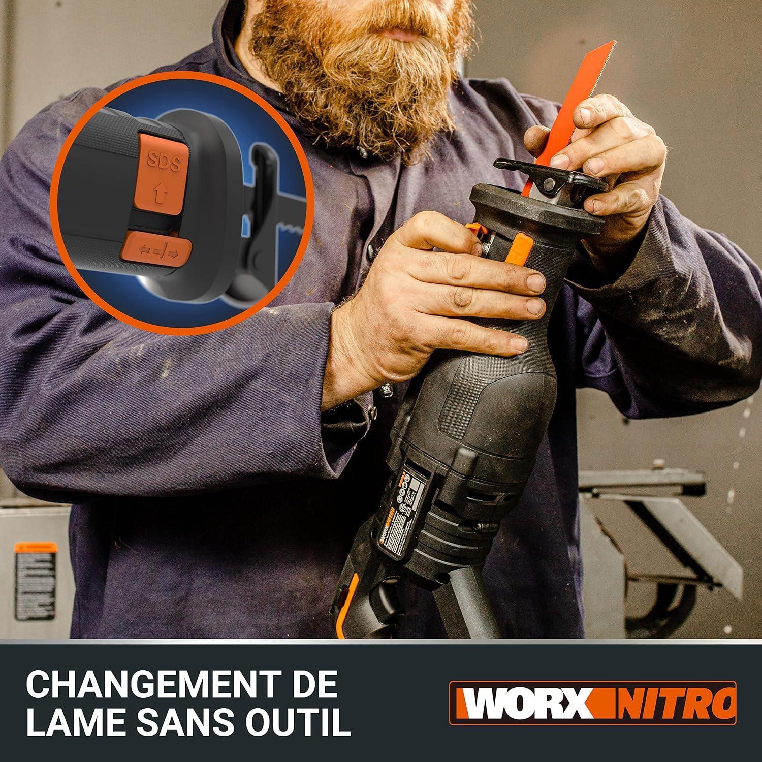 WORX 20V WX516 Cordless Sabre Saw, 29 mm Stroke, Up to 300 mm, Brushless Motor, Multi-Material, Variable Speed, Lightweight and Ergonomic, with 1 x 4Ah Battery and Charger