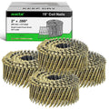 meite Siding Nails 15 Degree Coil Nails 2 Inch × .099 Inch Screw Shank Wire Collated Nails 9,000PCS, Full Round Head Bright Coated Siding Nails for Coil Nailer Sheathing Decking Fencing