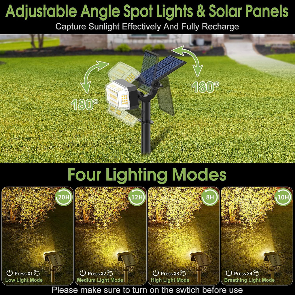 WENATY 46 LED Solar Spot Lights Outdoor Waterproof + 102 LED Solar Spotlights