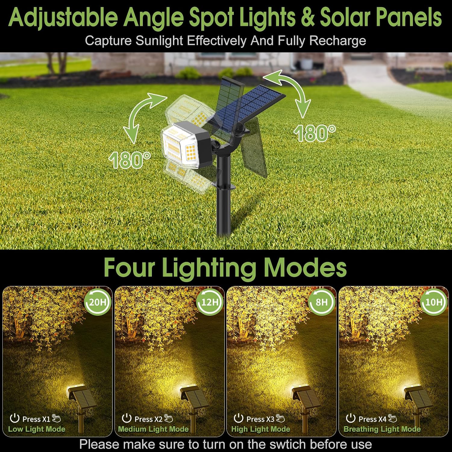 WENATY 46 LED Solar Spot Lights Outdoor Waterproof + 102 LED Solar Spotlights