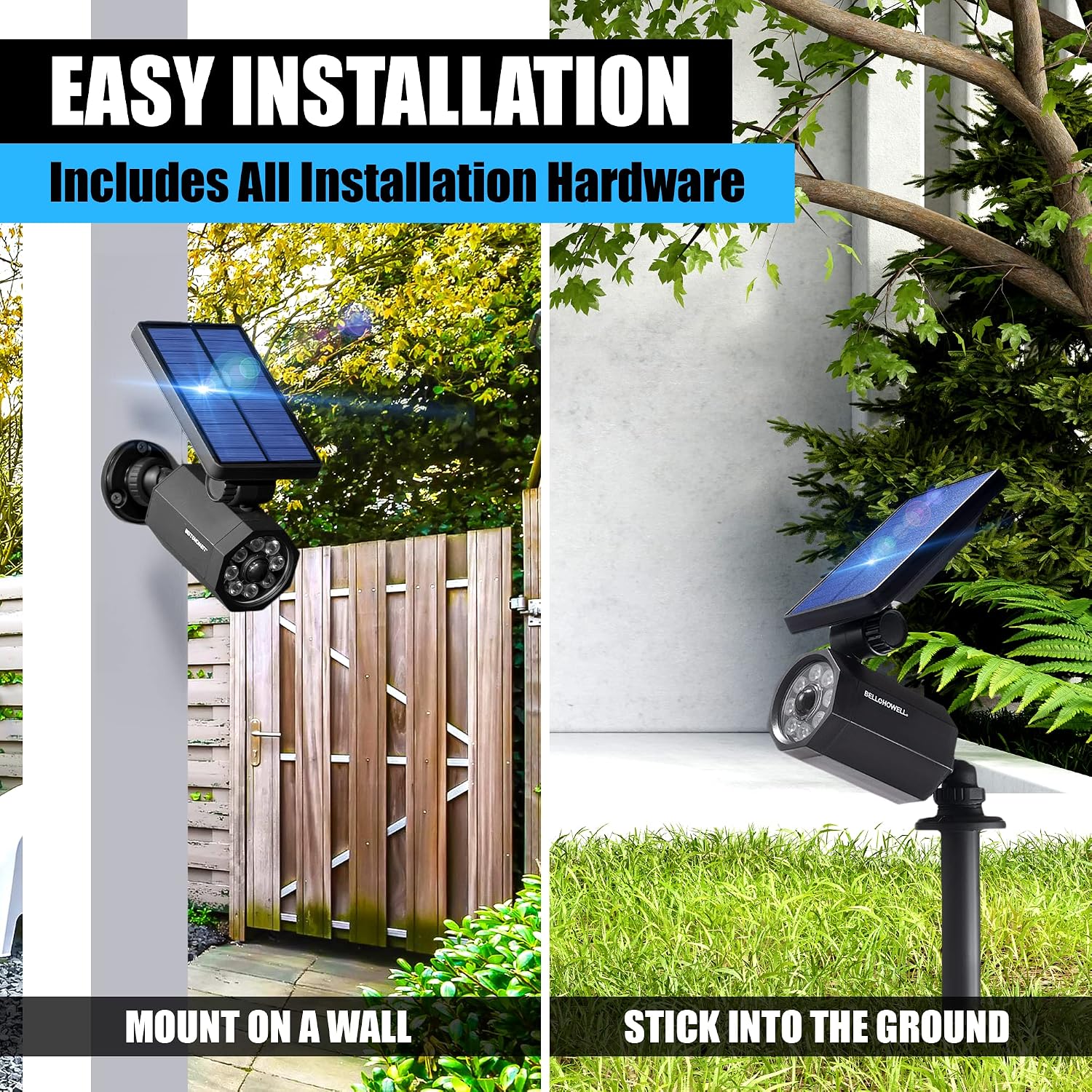 Bell+Howell Bionic Spotlight Motion Solar Spot Lights Outdoor Waterproof, Landscape Lights, Outdoor Solar Yard Lights Weather Resistant, Super Bright LED Lights, for Garden, Lawn As Seen On TV