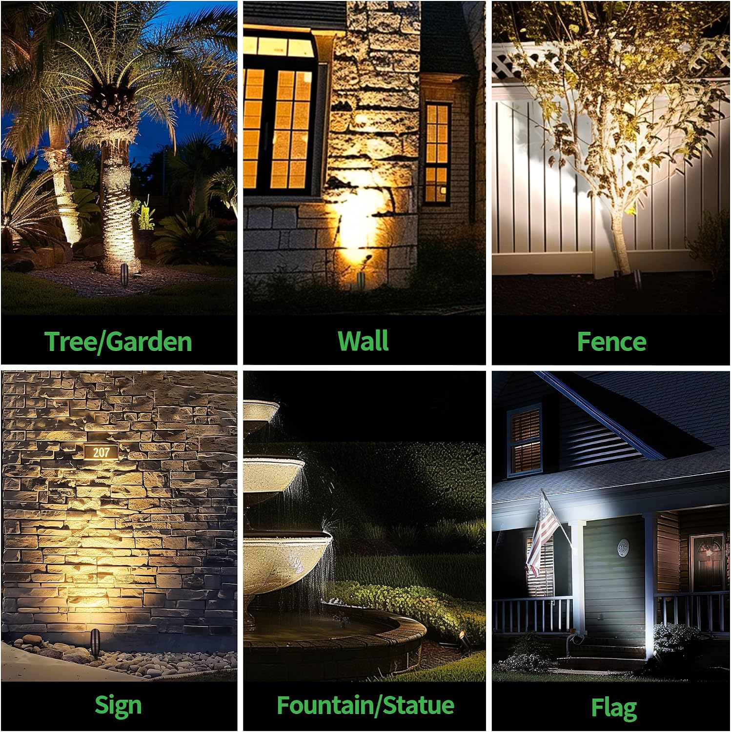 Low Voltage Landscape Lighting Kit, 4 Pack 3000K/4000K/5000K Spotlights and 100FT Cable and 20 Wire Connectors, Aluminum ORB Waterproof Uplight for Tree Yard House, Without Transformer
