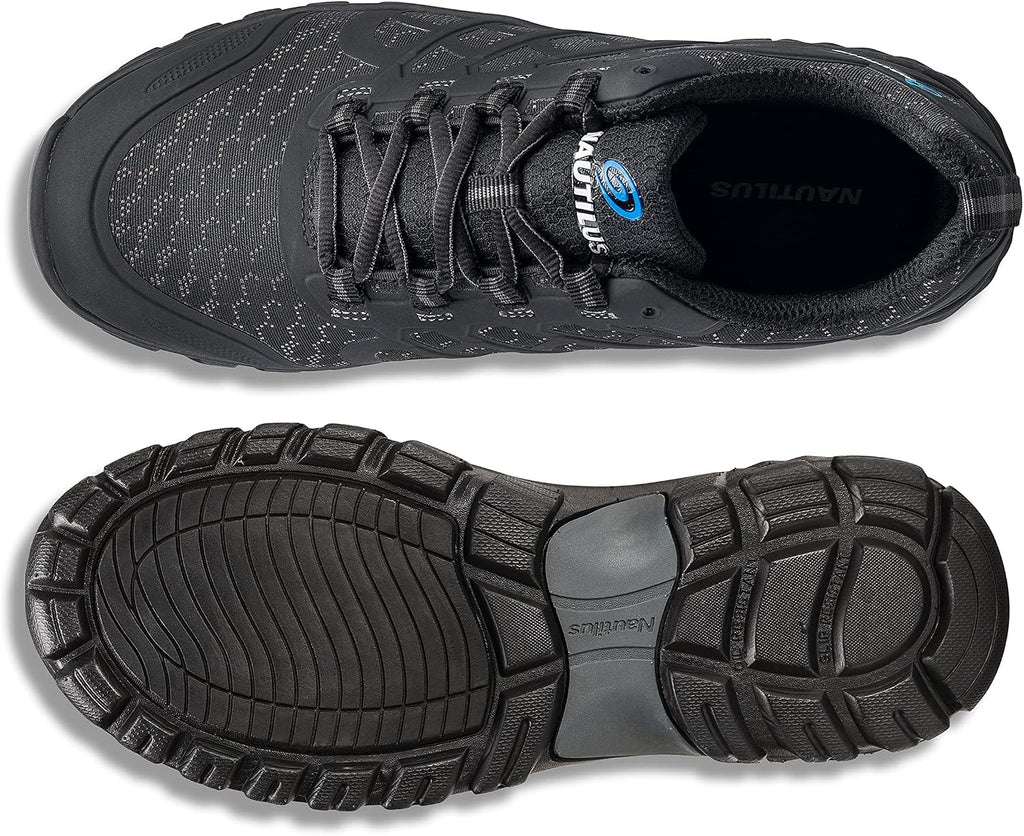 Nautilus Stratus Men's Athletic Work Shoe by FSI Oil and Slip Resistant, Steel Safety Toe, Ultra Lightweight, N1911-Black