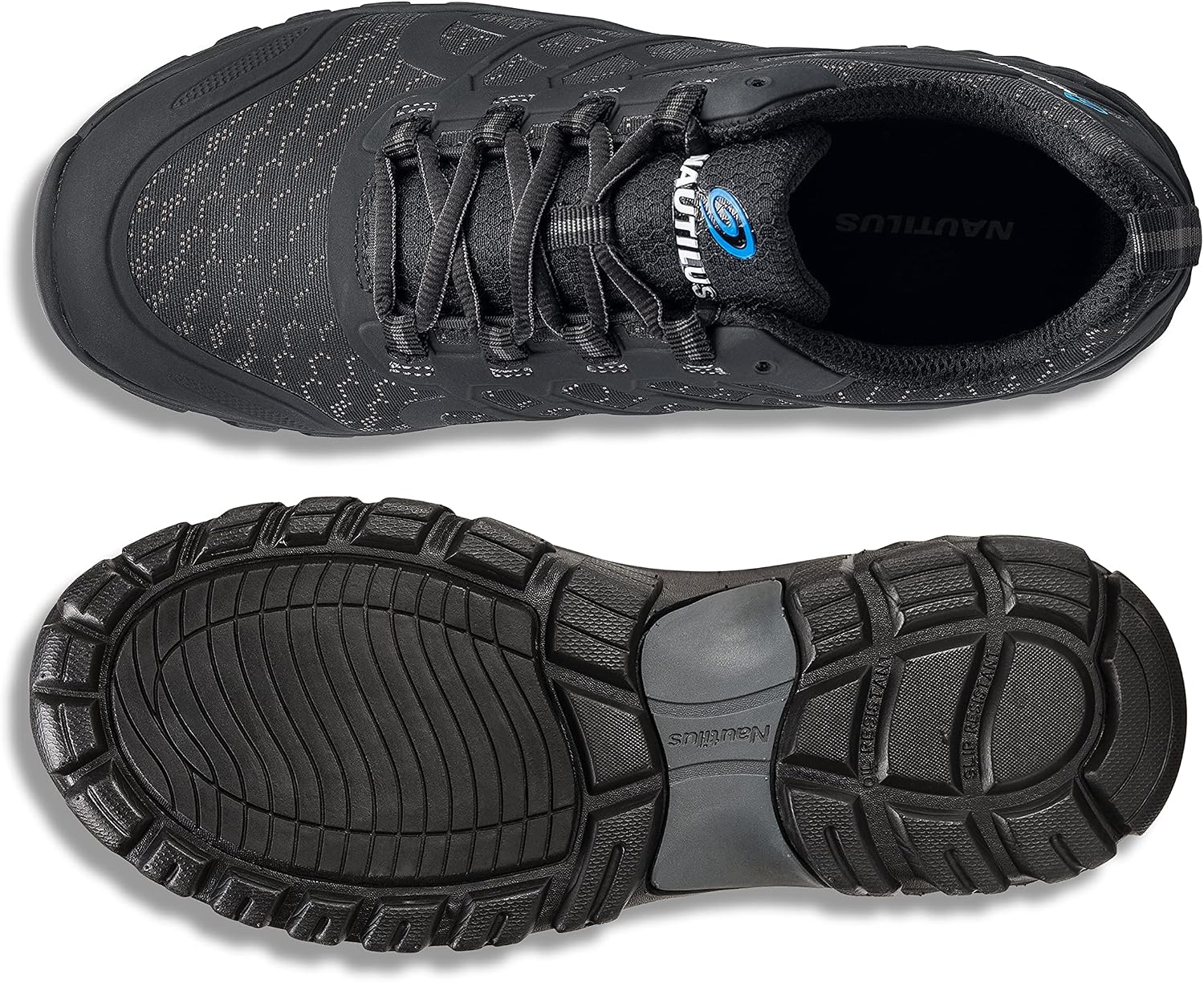 Nautilus Stratus Men's Athletic Work Shoe by FSI Oil and Slip Resistant, Steel Safety Toe, Ultra Lightweight, N1911-Black