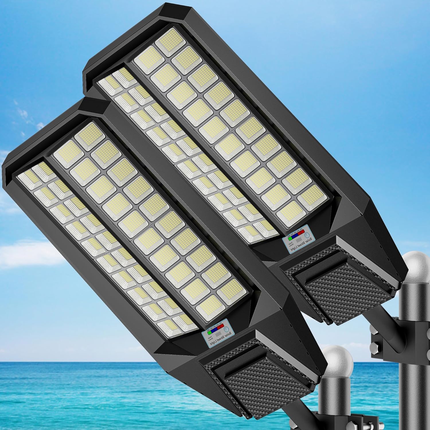 Solar Street Lights Outdoor Waterproof - Large 10000W Commercial Outdoor Solar Light Dusk to Down with Motion Sensor Remote Control LED Parking Lot Flood Lights for Yard Garden Walkway