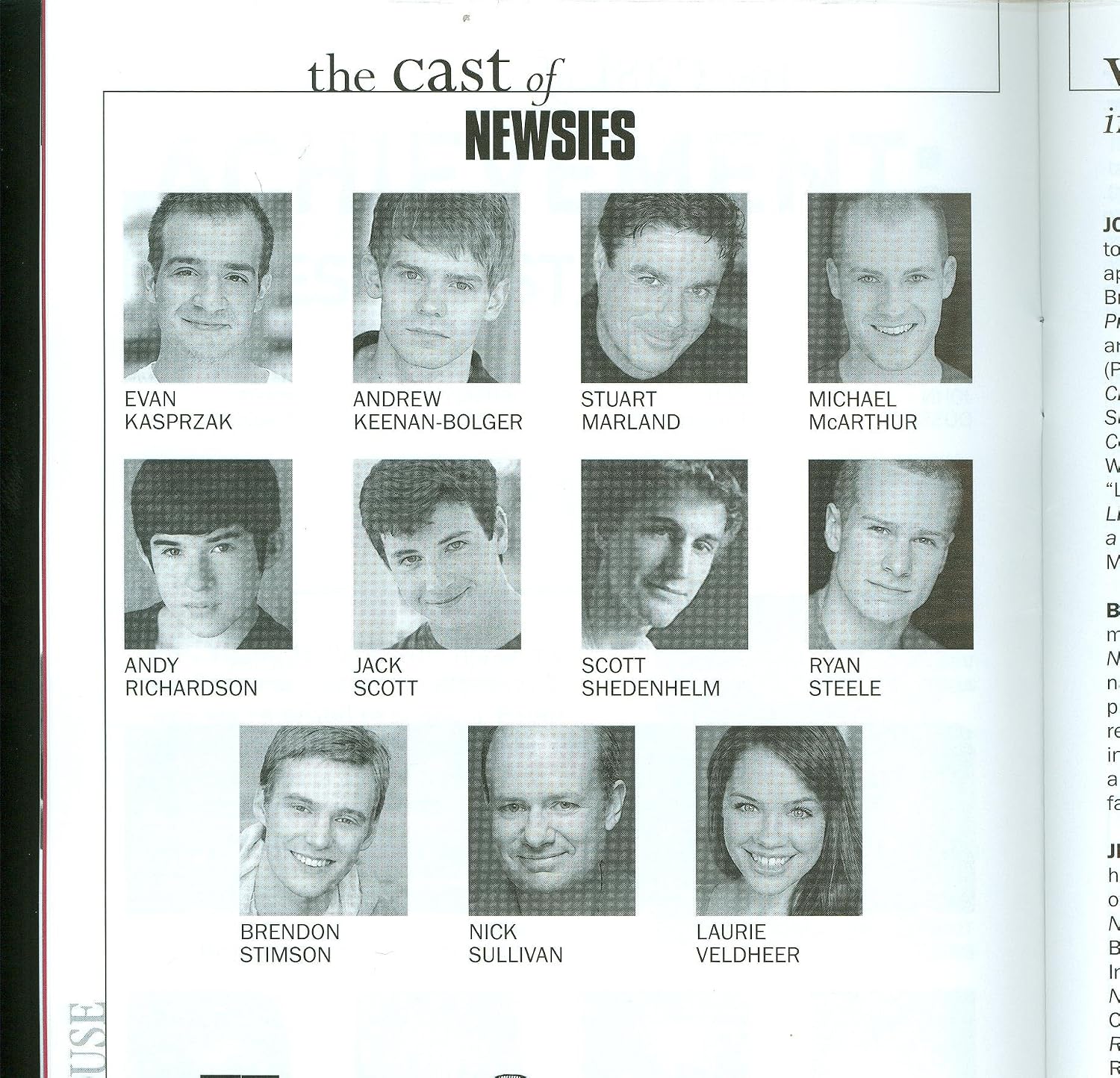 Newsies The Musical, pre-Broadway Playbill + Jeremy Jordan, John Dossett, Kara Lindsay, Andrew Keenan-Bolger, Vincent Agnello