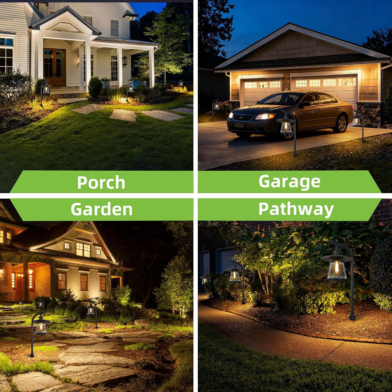 hykolity Low Voltage Landscape Path Lights, 12V-15V AC LED Outdoor Landscape Lighting with LED Bulb & Wire Connector, Zinc Aluminum Housing Pathway Lights for Yard Garden Walkway, 4 Pack, ETL Listed