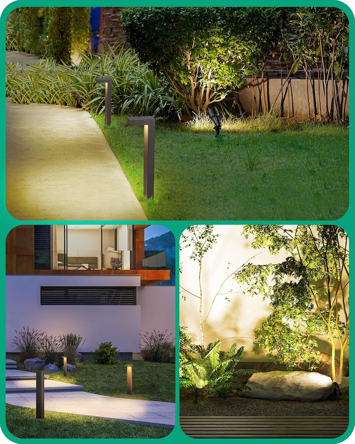 EDISHINE Low Voltage Landscape Lighting Kit, 3.2W LED Pathway Lights & 3.2W 240LM Spotlight, 12V Outdoor Path & Spot Lights with Connectors, Aluminum Waterproof for Walkway Yard Garden Path