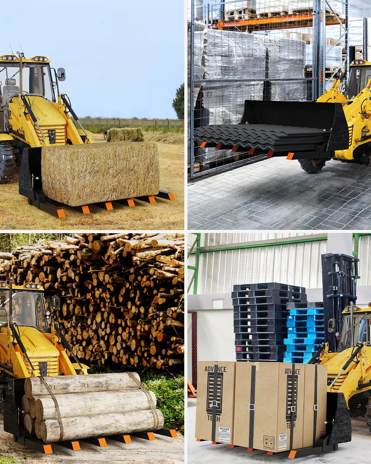 Garvee Clamp On Debris Forks for 60 in Buckets, 4560 LBS Loading Weight Pallet Forks for Loader, Tractor Buckets, Skidsteer, for Removing Limbs, Yard Waste and Debris