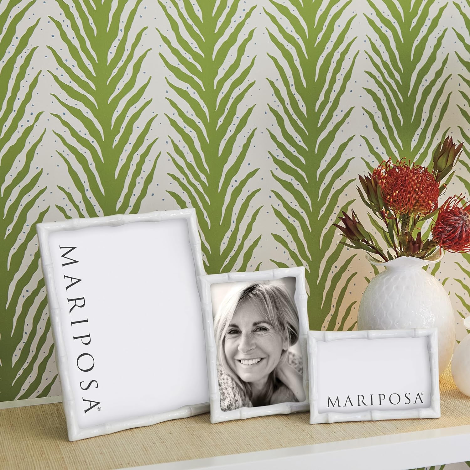 MARIPOSA Bamboo White 8x10 Frame, Silver