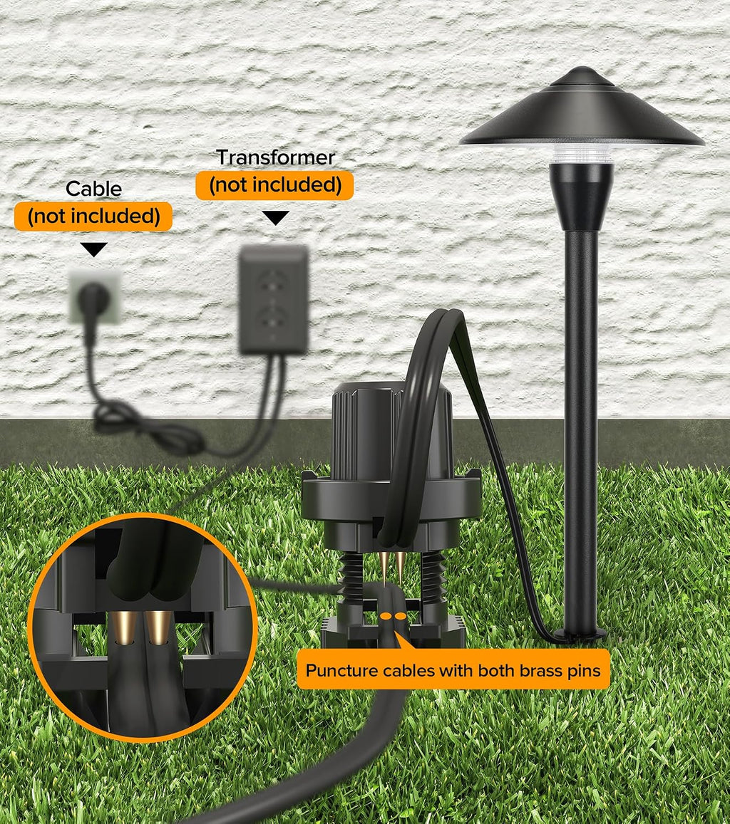 LUTEC 12V Low Voltage Pathway Lights, Die-cast Aluminum Pathway Lights with Connectors，IP65 Waterproof Outdoor Landscape Lighting, 3W 240LM Warm White 3000K for Path, Yard, Garden, 8 Pack