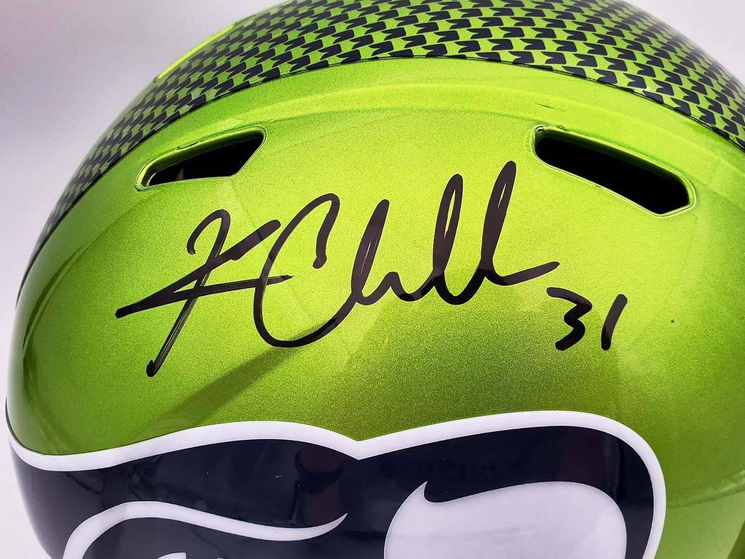 Kam Chancellor Autographed Seattle Seahawks Flash Full Size Replica Speed Helmet MCS Holo Stock #197181 - Autographed NFL Helmets