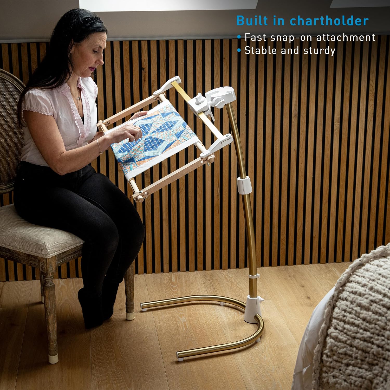 Daylight StitchSmart 2 Magnifier & Chartholder (Accessories Only)–Adjustable Embroidery Frame Support with LED Magnifier Lamp, 360° Rotation, 95+ CRI Lighting, Flexible Arms (Doesn't' Include Stand)