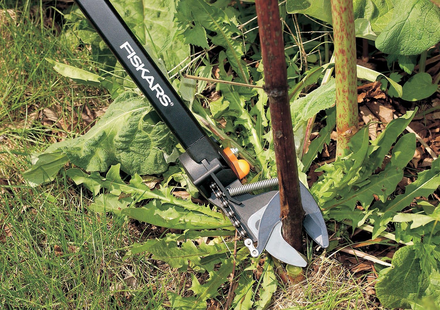 Fiskars Tree Pruner Bypass Long UP84, Non-Stick Coated Blade, Tempered Steel Blades/Aluminium Handle, Length: 2.4 m, Black/Orange, 1001557