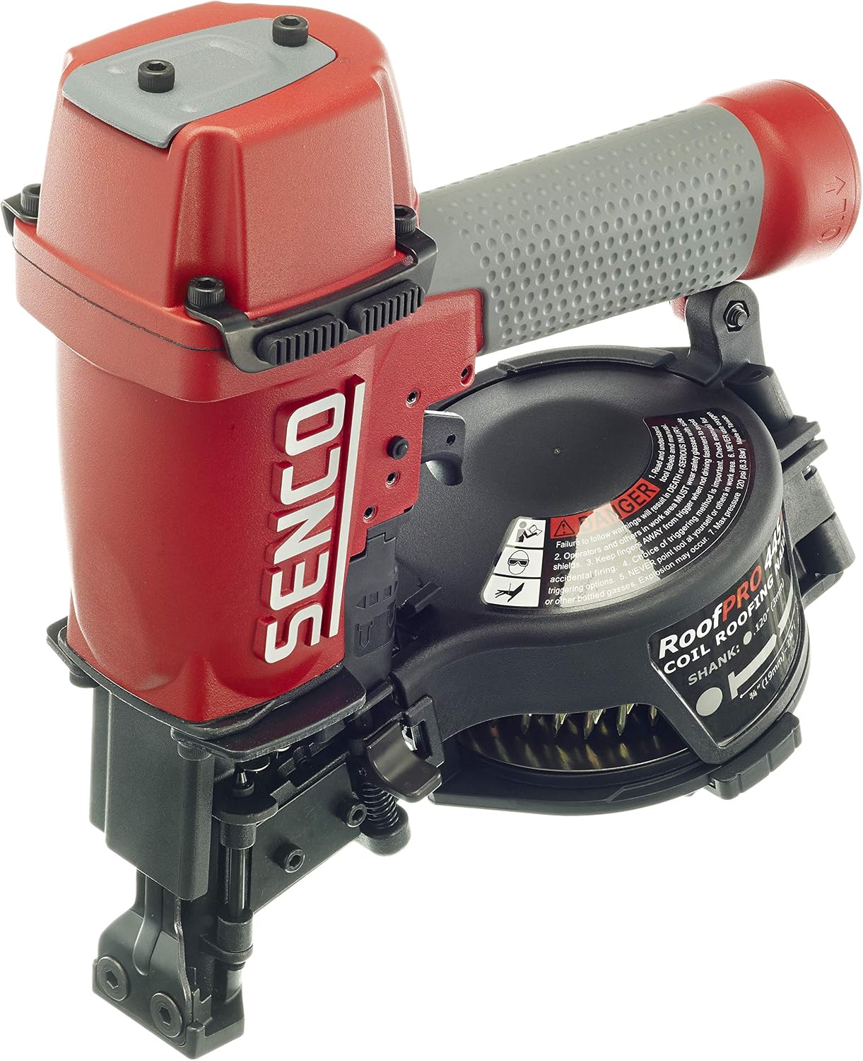 Senco 8V0001N RoofPro 445XP 1-3/4' 15-Degree Angle Wire Pneumatic Coil Siding Nailer, Roofing Nailer
