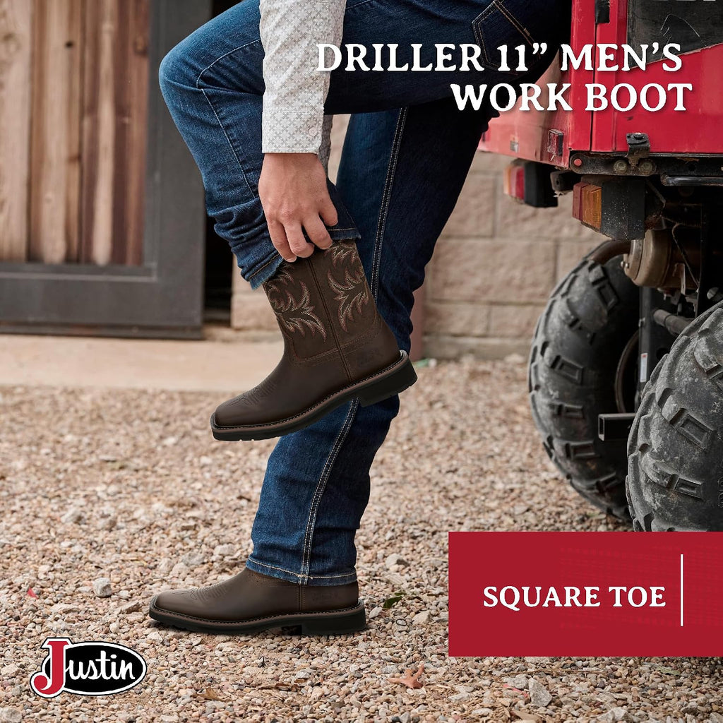 Justin Switch 11'' Composite Toe Work Boots - Men's Safety Footwear, Slip-Resistant, ASTM Rated