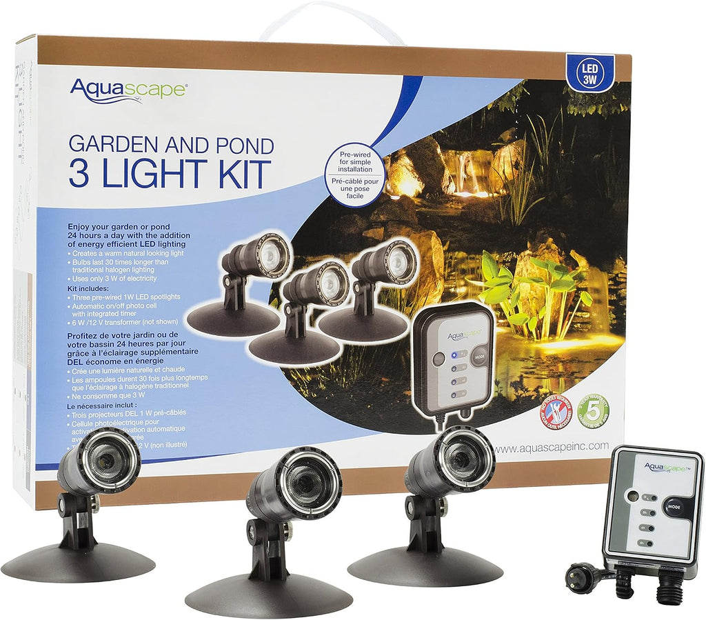 Aquascape LED Pond Landscape Garden Spotlight Kit Three (3) Pack | 1 Watt | 12 Volt | 5 Year Limited Warranty