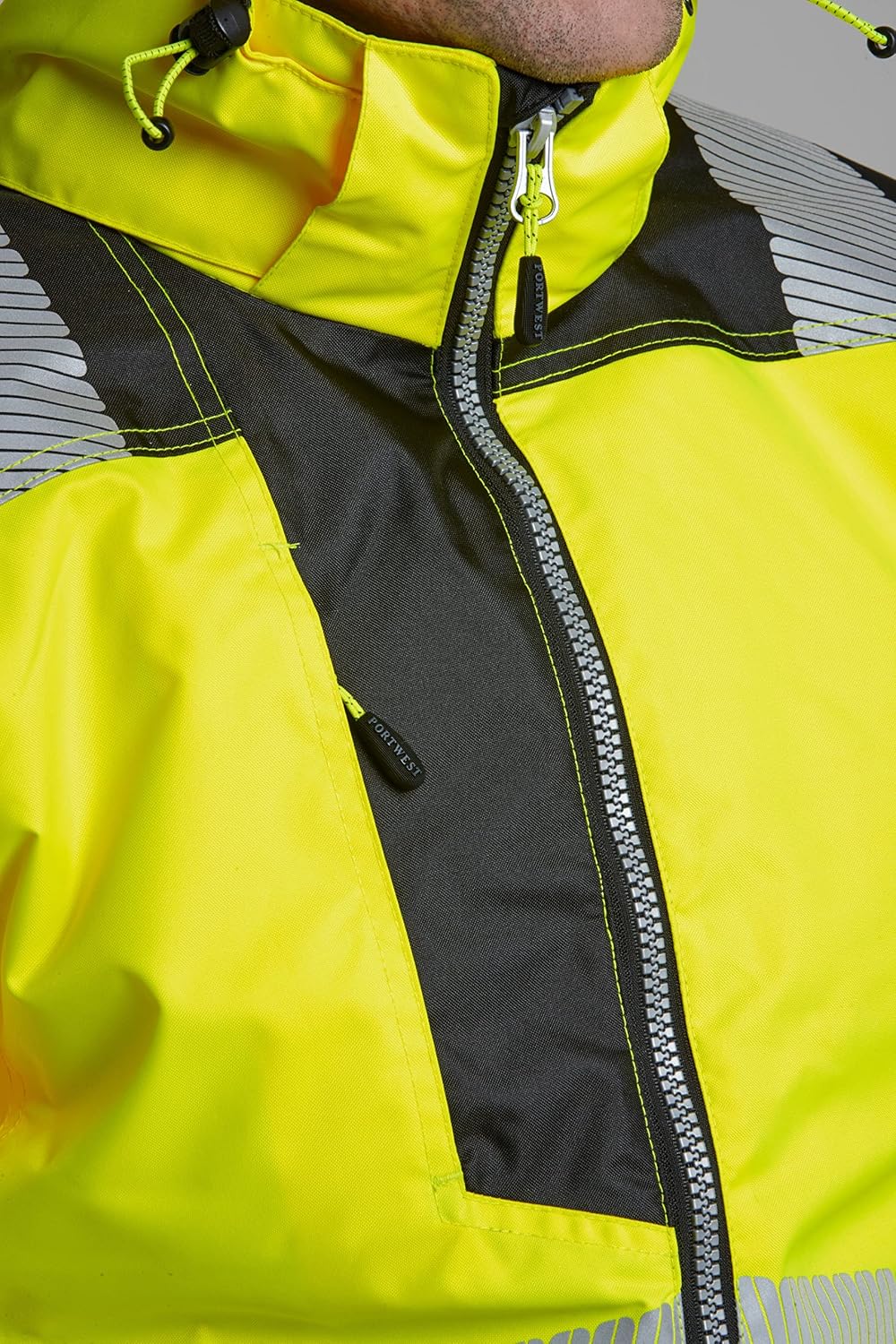 Portwest PW3 Hi-Vis Winter Jacket Work Safety Protective Reflective Waterproof Coat ANSI 3, Large