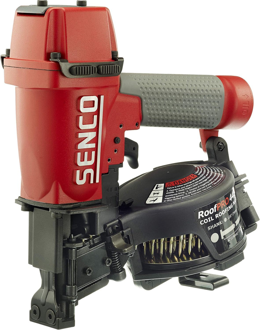 Senco 8V0001N RoofPro 445XP 1-3/4' 15-Degree Angle Wire Pneumatic Coil Siding Nailer, Roofing Nailer