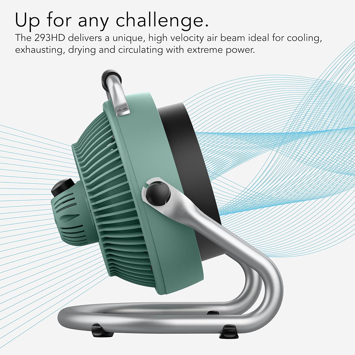 Vornado 293 Large Heavy Duty Shop Fan, 3 Speed Electric Fan, High Impact Casing, IP54-Rated Motor, Whole Room Air Circulator, Pivoting Head, Carry Handle, 16' Floor Fan for Bedroom and Garage, Green