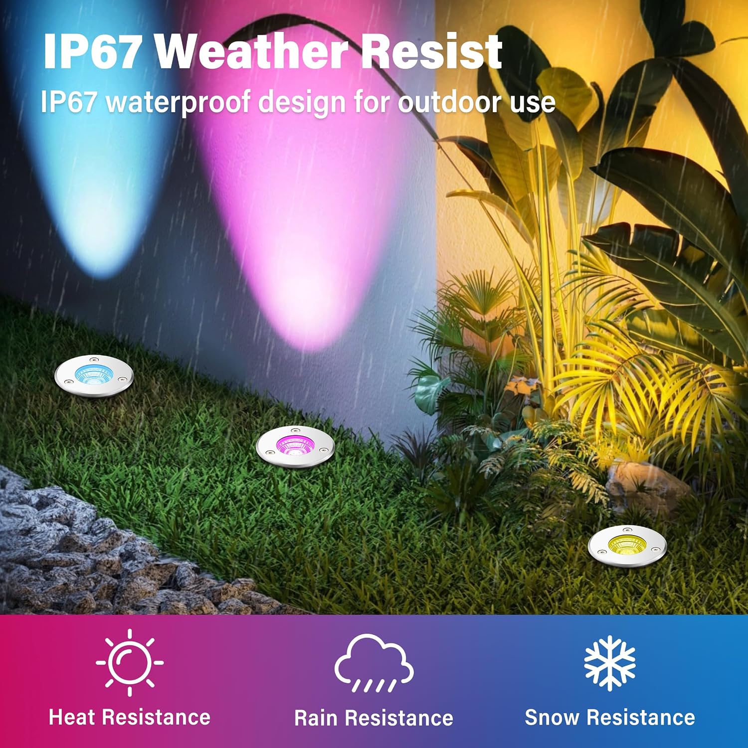 Low Voltage Outdoor Landscape Lighting RGBW Spotlight,Color Changing Outdoor Ground Light,8Pack IP67 Waterproof Pathway Lights,Low Voltage LED In-Ground Light for Garden Yard
