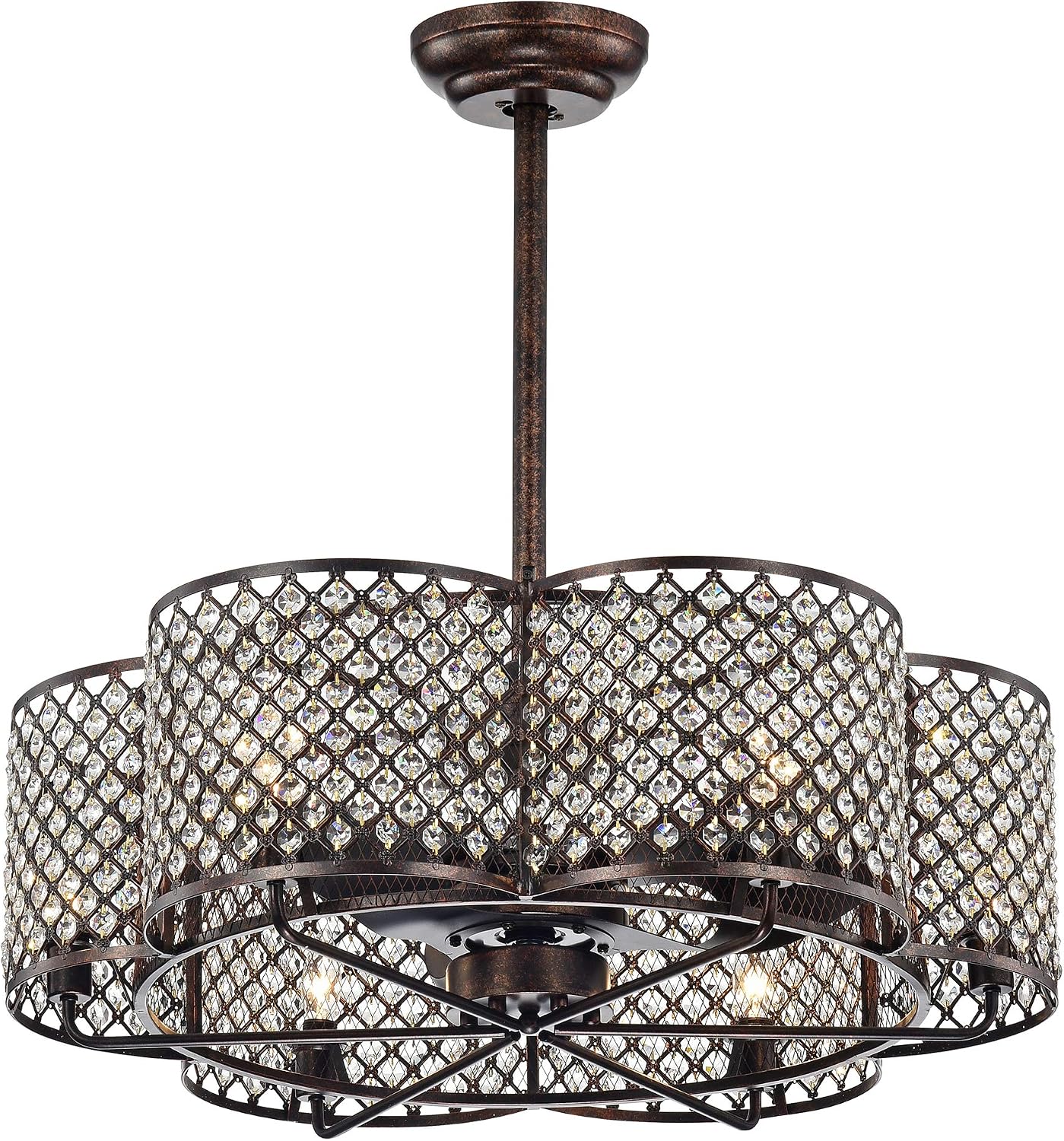Warehouse of Tiffany CFL-8421RB Linza 30-Inch Rustic Bronze & Crystal Fandelier Flower Lighted (Incl Remote Control) Ceiling Fan