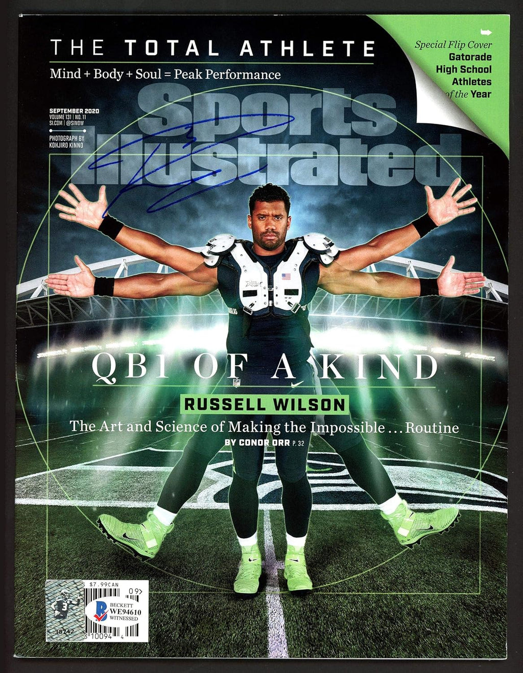 Russell Wilson Autographed Sports Illustrated Magazine Seattle Seahawks Signed in RW Holo & Beckett BAS Stock #182297 - Autographed NFL Magazines