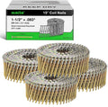 meite Siding Nails 15 Degree Coil Nails 1-1/2 Inch × .083 Inch Ring Shank Wire Collated Nails 14,000PCS, Electro-Galvanized Full Round Head Siding Nails for Coil Nailer Sheathing Decking Fencing