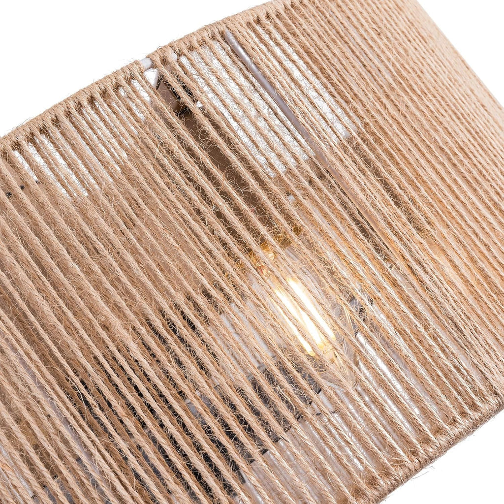 LOYALHEARTDY Boho Ceiling Fan with Light and Remote 18' 6-Speed 1/2/4/8H Timer Caged Modern Downrod Mount Bladeless Ceiling Fan Kids Fan, Hemp Rope Fringe Tassel Lampshade