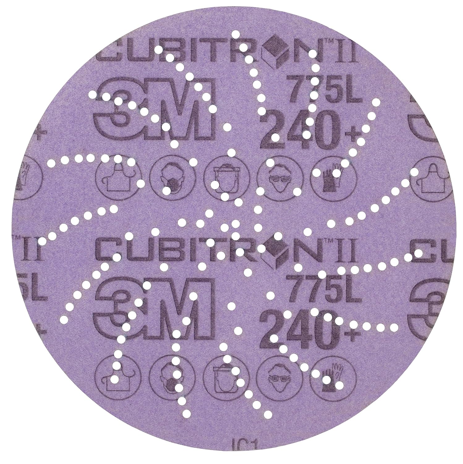 3M Cubitron II Hookit Clean Sanding Film Disc 775L, 5 in 240+, 3MIL, Die 500LG, 50 per Inner, 250 per case