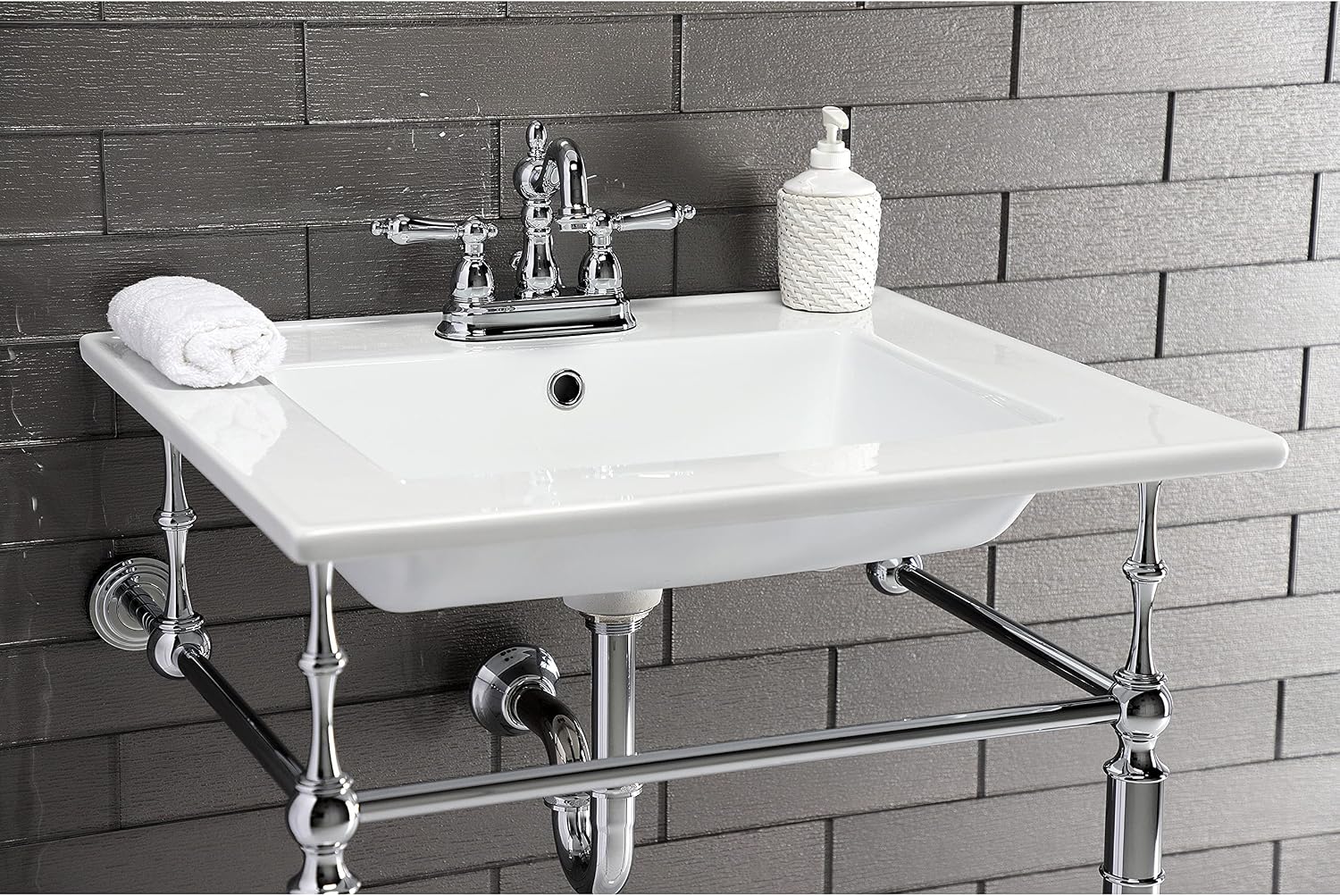 Kingston Brass LBT25227W34 Continental Vanity Sink Top, White 25.19 x 22.06 x 6, 1 count