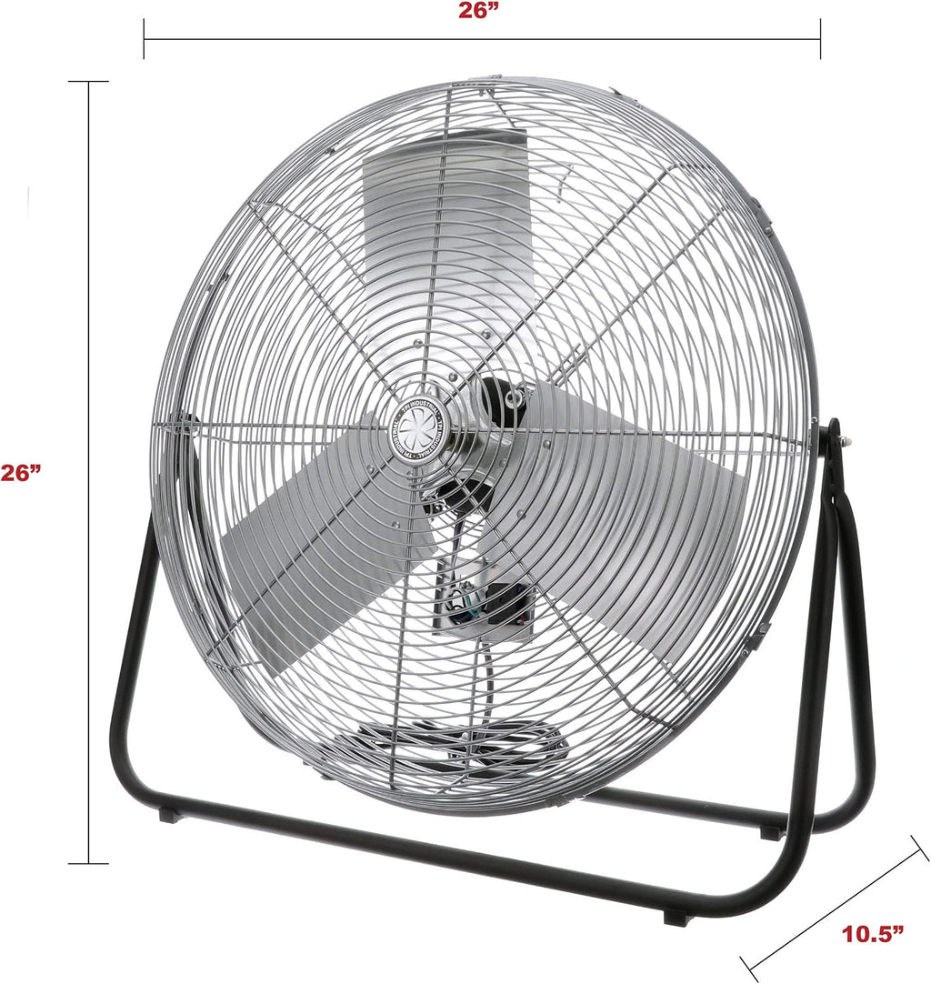 TPI Corporation F24-TE 24' Heavy Duty Floor Fan — 3 Speed Industrial Workstation Shop Fan — Commercial Grade Air Circulation Fan — 120v Single Phase