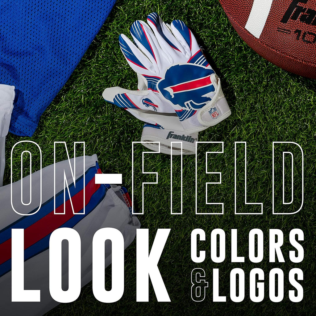 Franklin Sports Youth NFL Football Receiver Gloves - Kids Football Gloves Pair - NFL Team Logos and Silicone Palm