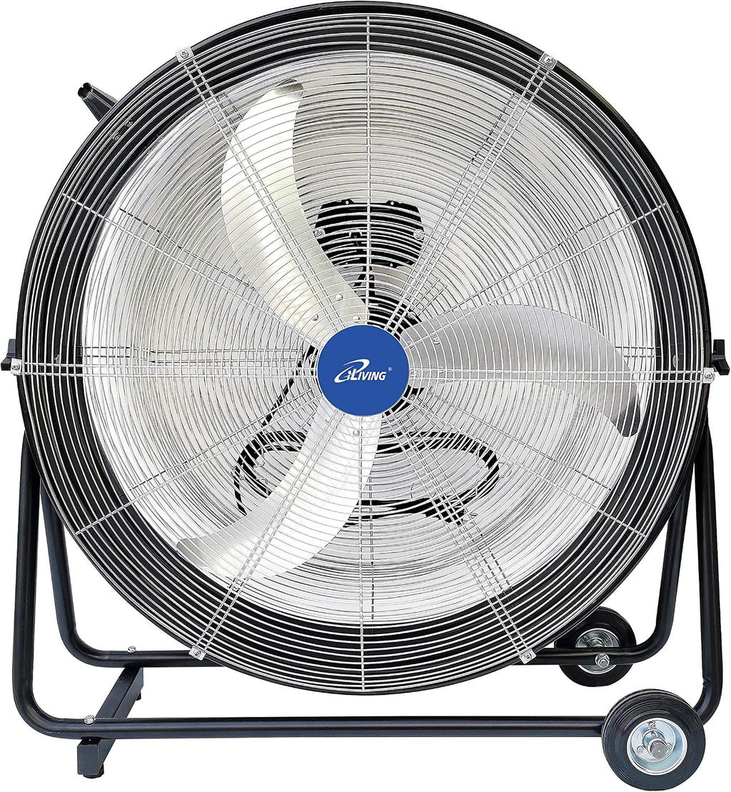 iLIVING 30 Inches High Velocity Drum Fan Industrial, Commercial, Air Circulator for Garage, Shop, Patio, Barn, Greenhouse, Speed Control 8300CFM, UL Listed,Black